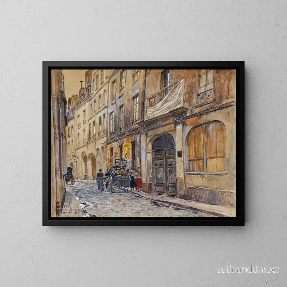 Reproduktion av målningen av ingången till den gamla kyrkogården Saint-André, 13 rue Suger, år 1906, 6:e arrondissement - Frédéric Houbron