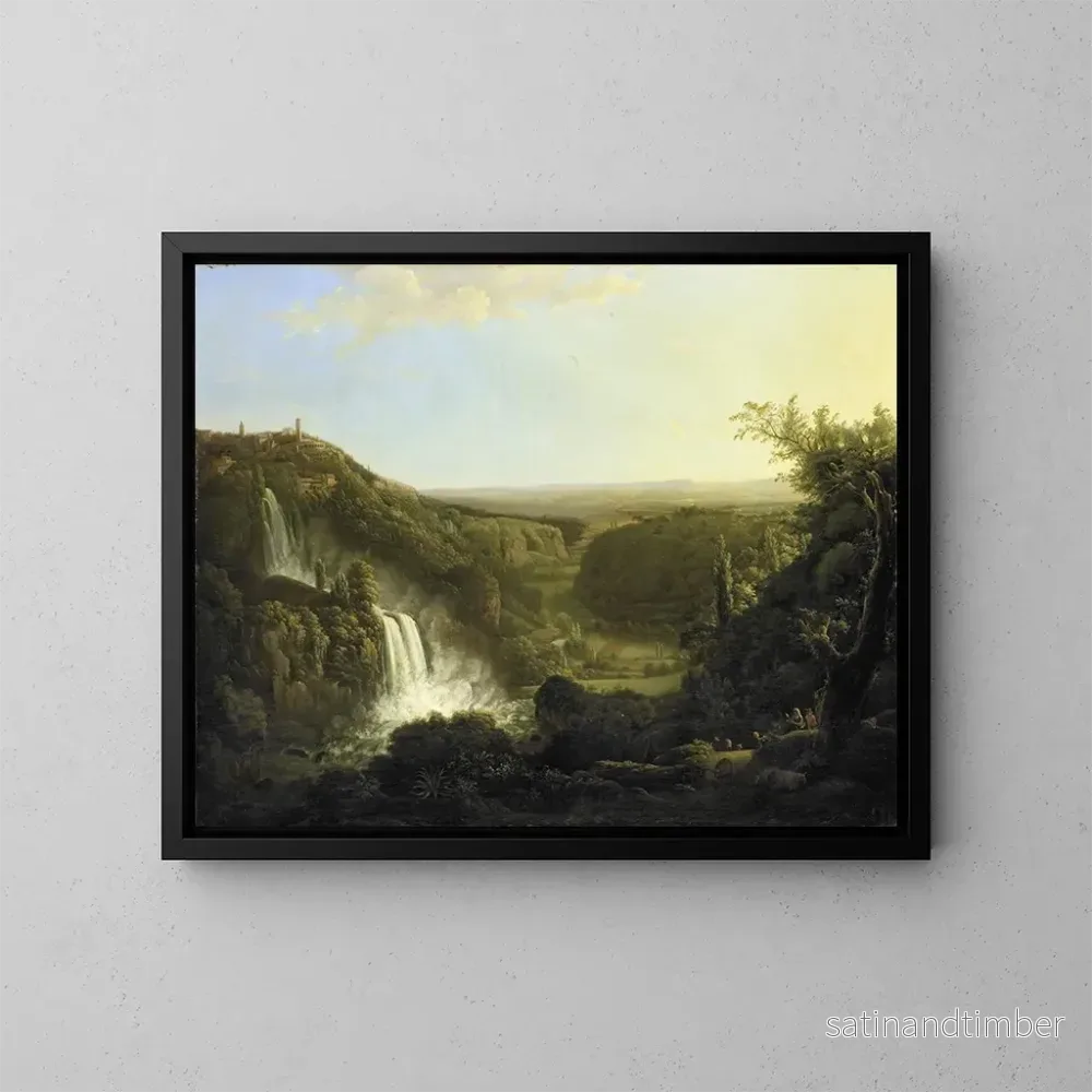 Reproduktion av målningen La vallée de l’Anio avec les cascades de Tivoli – Cornelis Apostool