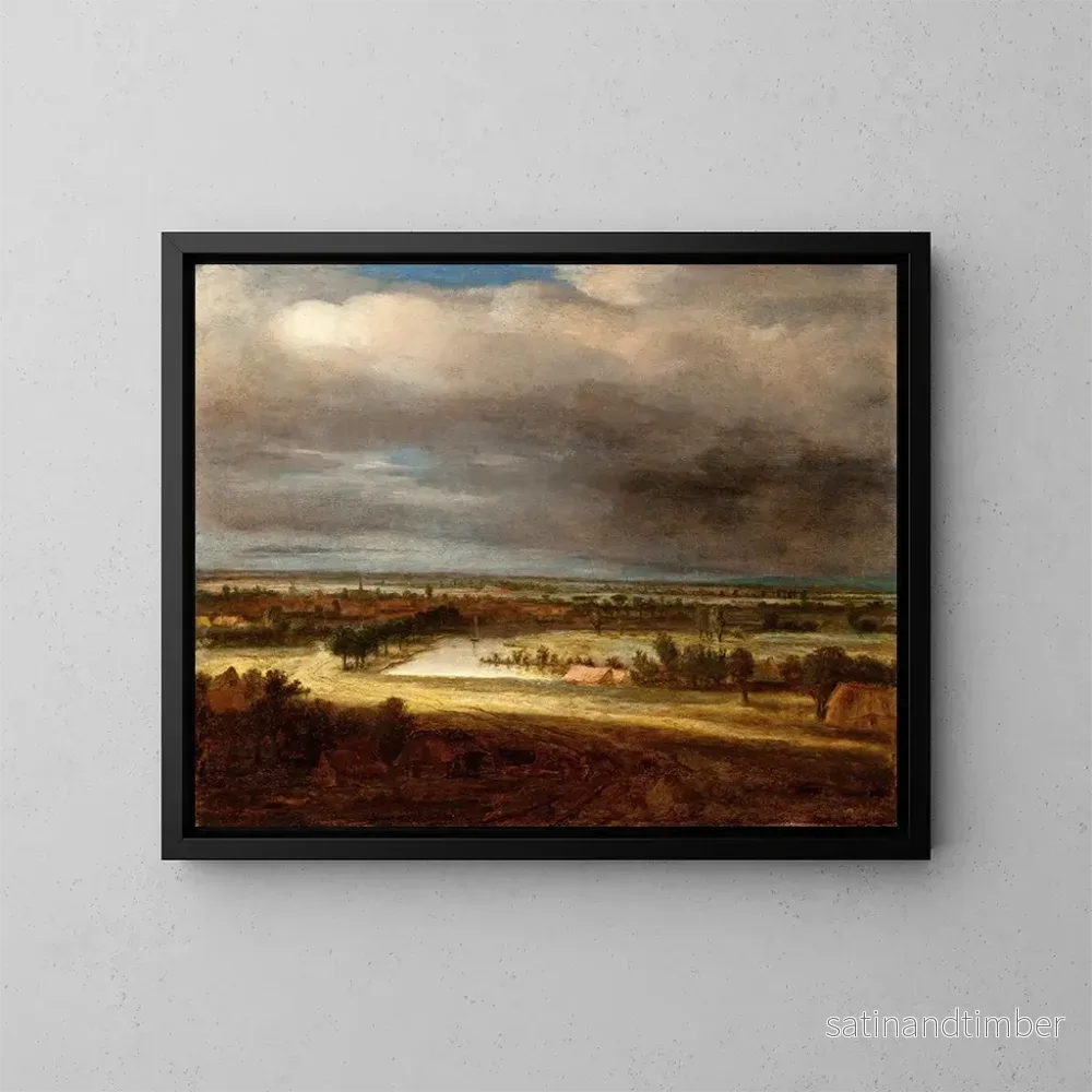 Reproduktion av målningen Landskapslandskap med en by - Philips Koninck