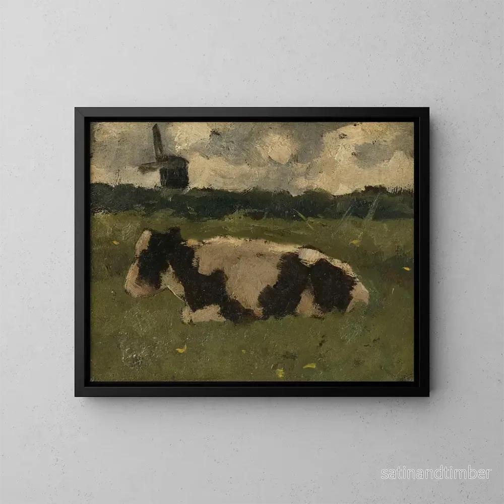 Reproduktion av målningen Vache au repos avec un moulin - Richard Nicolas Roland Holst