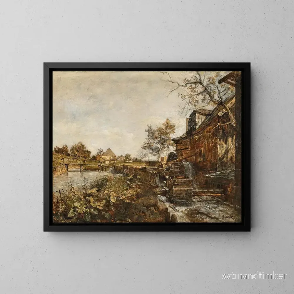 Reproduktion av målningen Mühle à Goisern - Emil Jakob Schindler