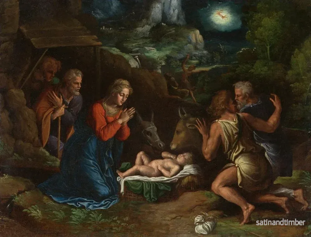 Reproduktion av målningen L'Adoration des bergers - Girolamo da Carpi - Bild 2