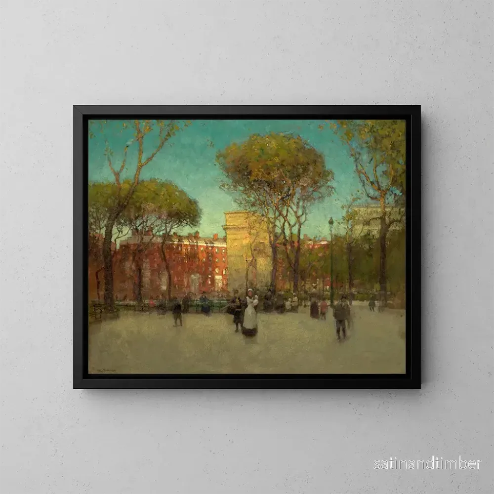 Reproduktion av målningen Washington Square, New York - Paul Cornoyer