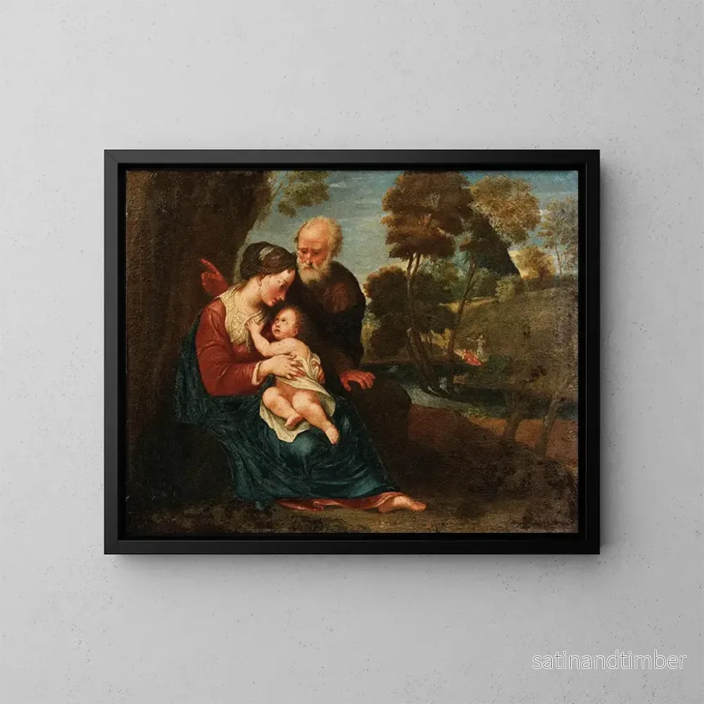 Reproduktion av målningen Le Repos de la Sainte Famille - Pasquale Rossi