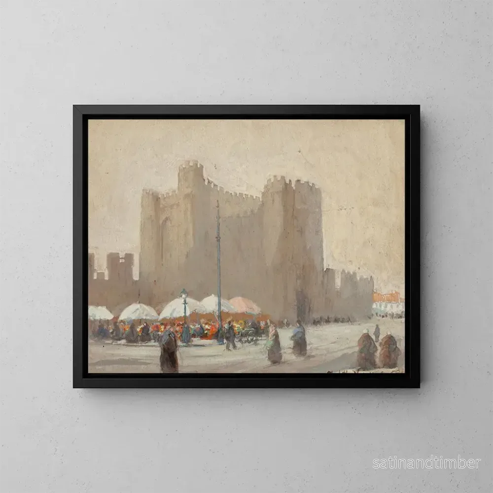 Reproduktion av målningen av belgiska blomsterförsäljare vid Gravensteen slott, Gent, Belgien - Elizabeth Nourse