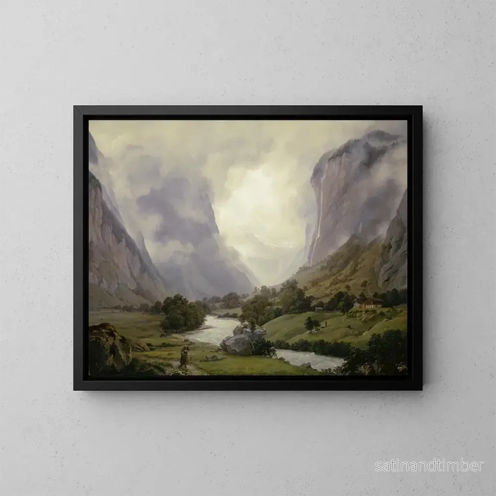 Reproduktion av målningen La vallée de Lauterbrunnen - Johann Heinrich Schilbach