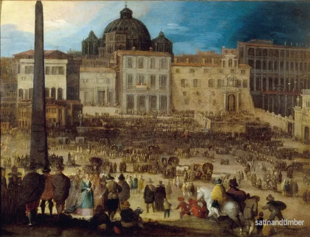 Reproduktion av målningen Vue de la place Saint-Pierre à Rome lors de l'élection du pape Clément VIII en 1592 - Louis de Caulery - Bild 2