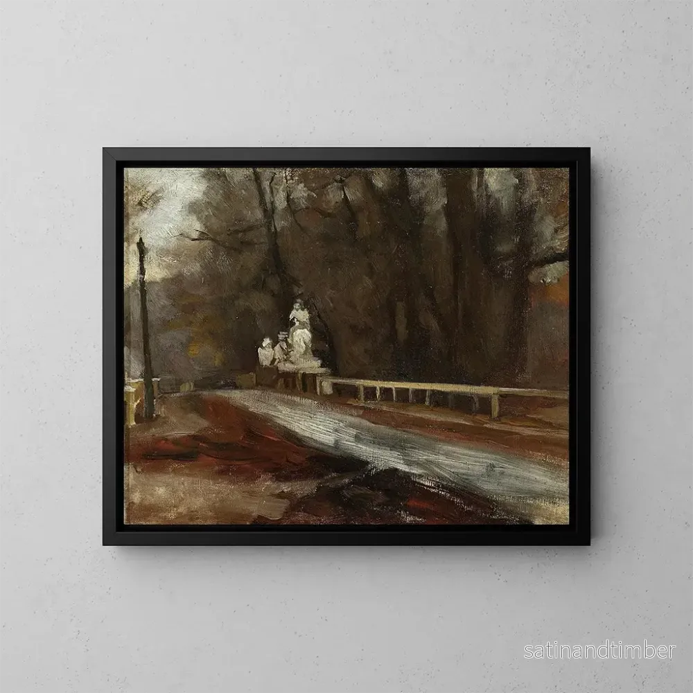 Reproduktion av målningen Pont med statyn av Sobieski vid Agrykola – Władysław Podkowiński