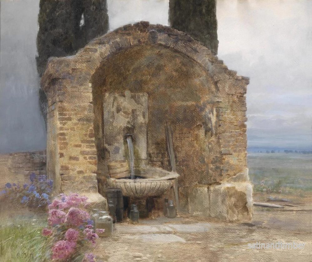 Reproduktion av målningen Fontaine i ett italienskt landskap - Ludwig Rüsch - Bild 2