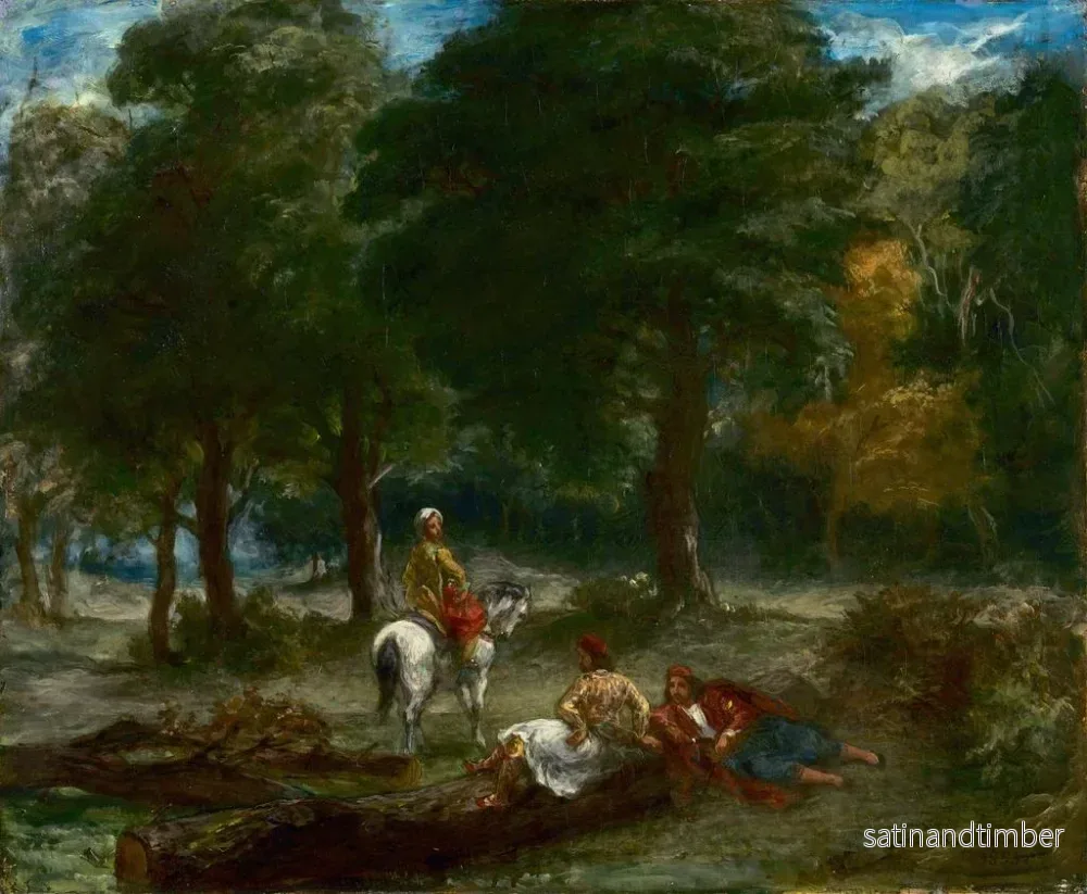 Reproduktion av målningen Cavaliers grecs se reposant dans la forêt - Eugène Delacroix - Bild 2