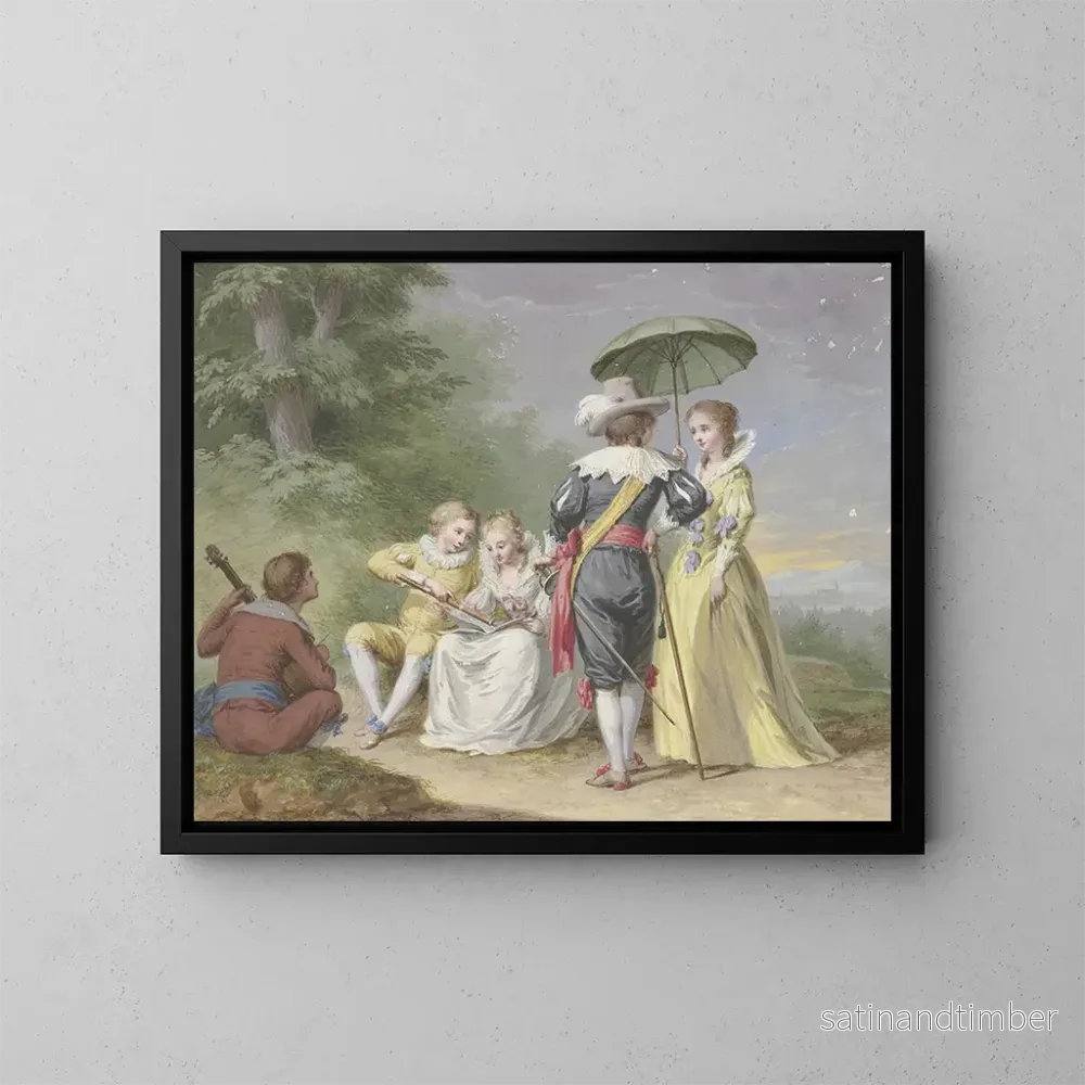 Reproduktion av målningen av Société musicale au bord de la forêt - Johann Friedrich August Tischbein