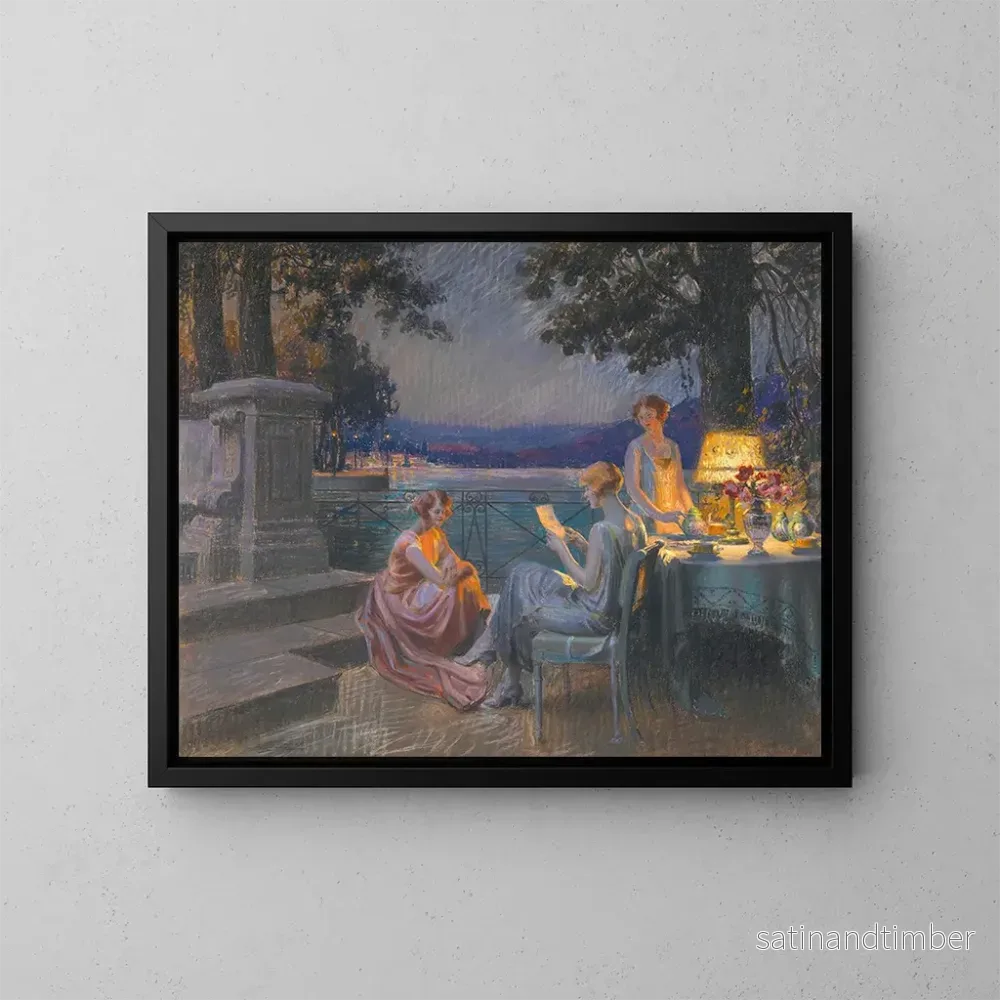 Reproduktion av målningen På terrassen - Delphin Enjolras
