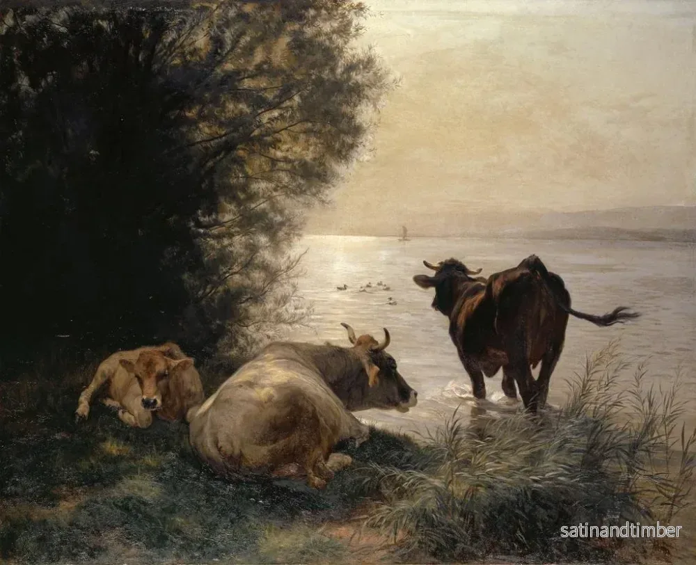 Reproduktion av målningen Vaches au bord du lac - Johann Rudolf Koller - Bild 2