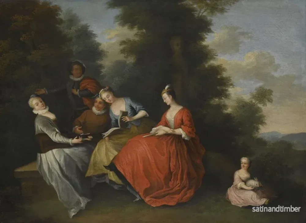 Reproduktion av målningen En elegant sittande sällskap utomhus som spelar musik - Cercle de Bonaventure de Bar - Bild 2