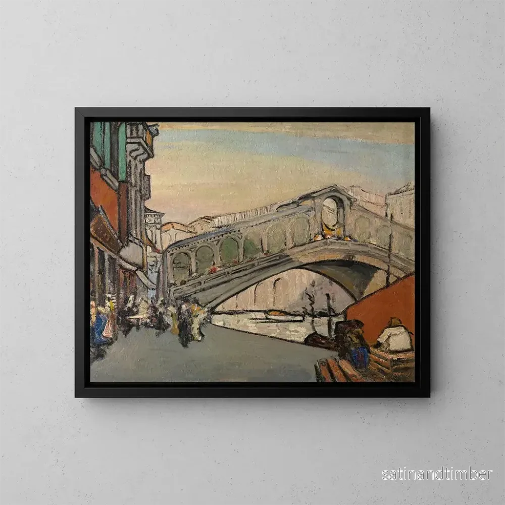 Reproduktion av målningen Le pont du Rialto à Venise - Jules Schmalzigaug