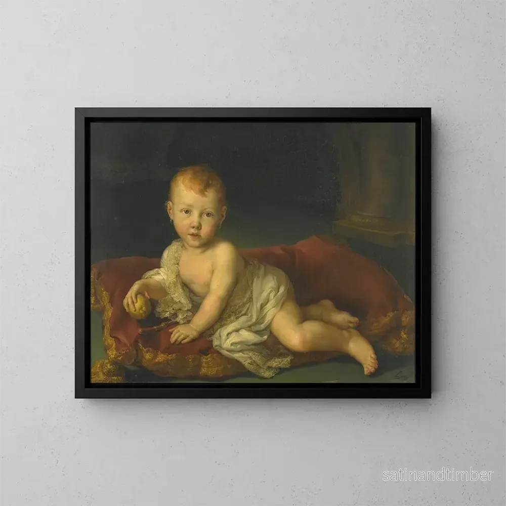 Reproduktion av målningen av porträttet av Isabelle de Bourbon, infanta av Spanien, 1821-1897, bebis - Vicente López Portaña