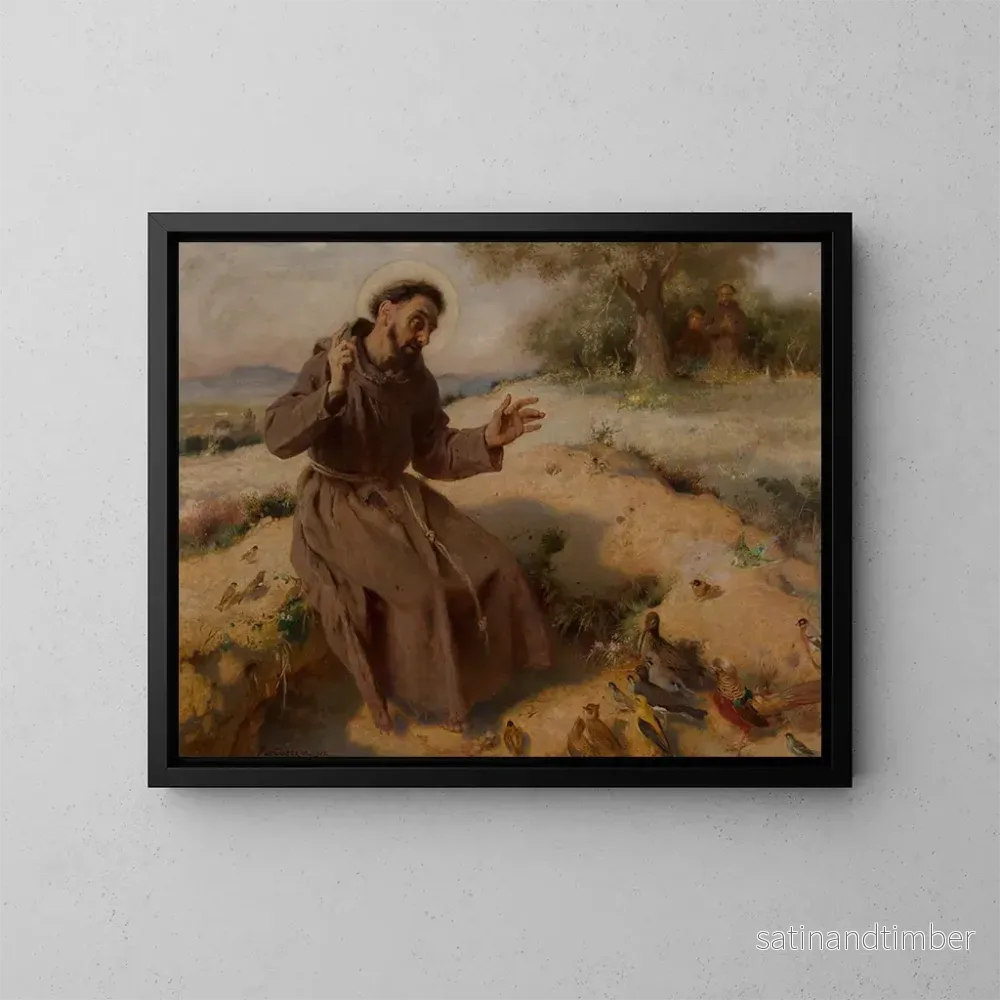 Reproduktion av målningen Saint François prêchande för fåglar – Pierre Jean Van der Ouderaa Reproduktion av målningen Saint François prêchande för fåglar – Pierre Jean Van der Ouderaa