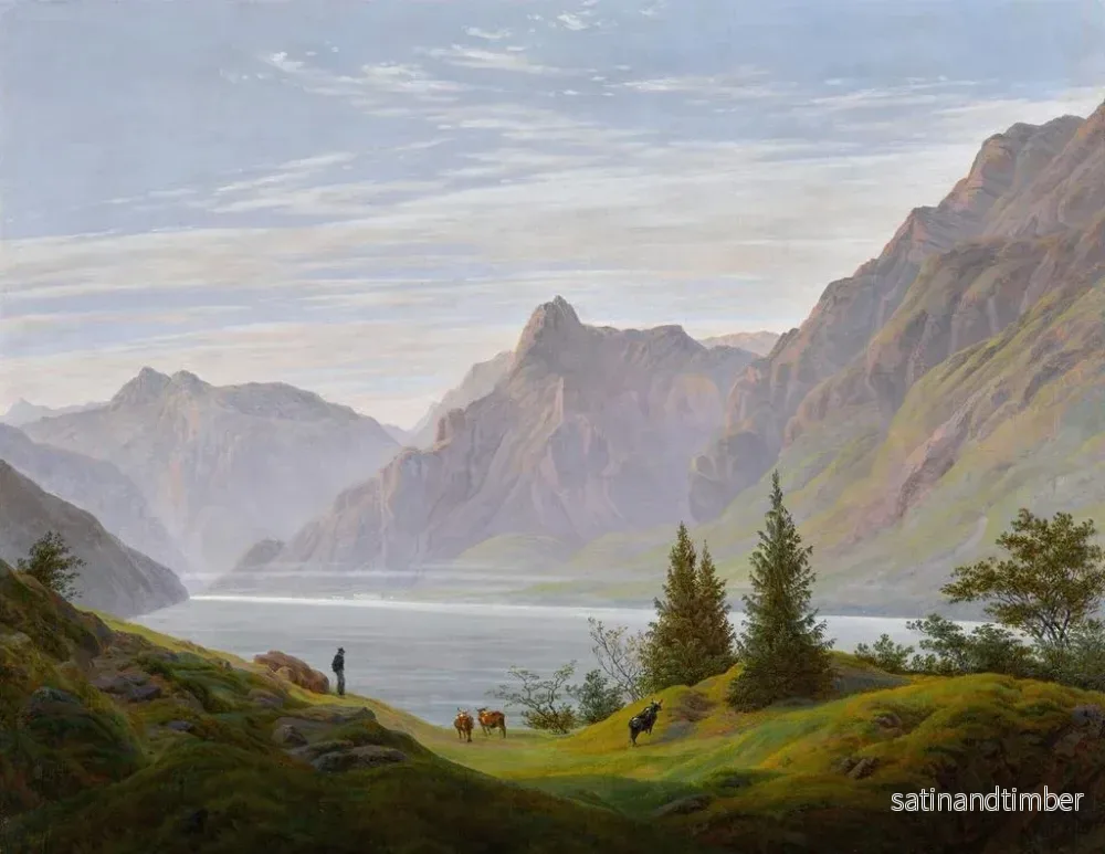 Reproduktion av målningen Landskap med bergssjö på morgonen - Caspar David Friedrich - Bild 2