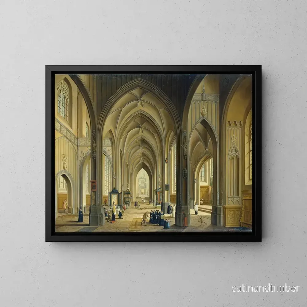 Reproduktion av målningen av ett gotiskt kyrkorum inomhus - Johann Ludwig Ernst Morgenstern