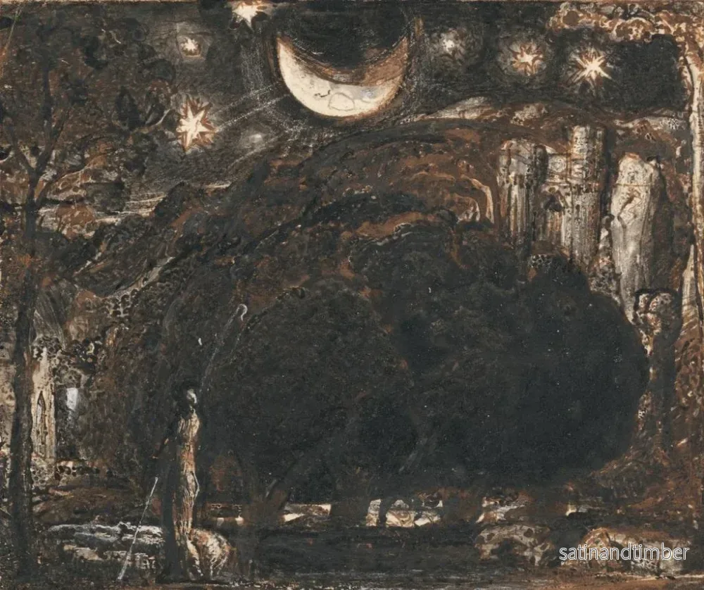 Reproduktion av målningen En herde och hans hjord under månen och stjärnorna - Samuel Palmer - Bild 2
