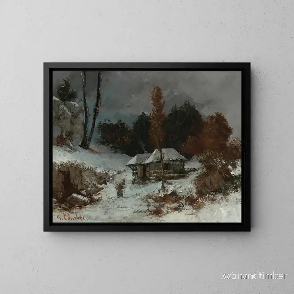 Reproduktion av målningen Porteuse de fagots dans un paysage de neige - Gustave Courbet