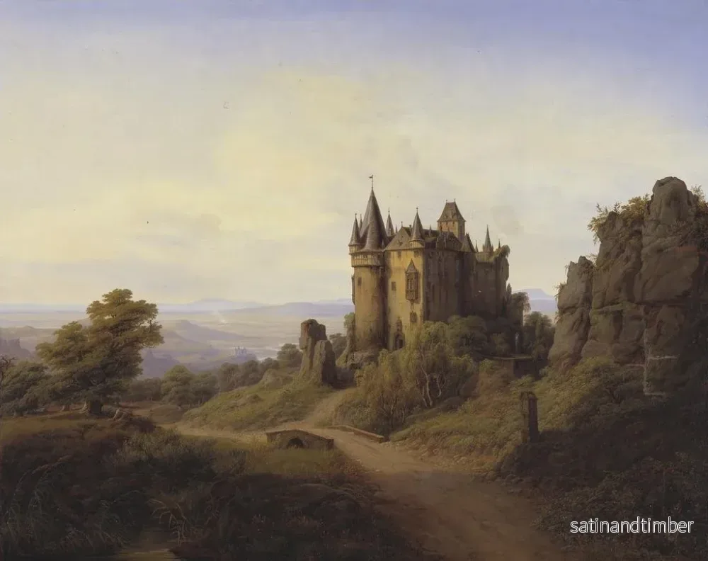 Reproduktion av målningen Le château de Bresheim au bord de la rivière Eifel - Frederik Sødring - Bild 2