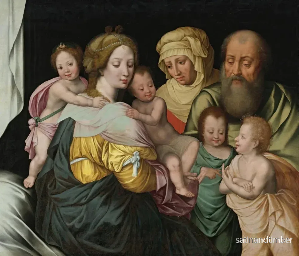 Reproduktion av målningen La Vierge à l'Enfant avec sainte Élisabeth et d'autres membres de la Sainte Famille - Vincent Sellaer - Bild 2