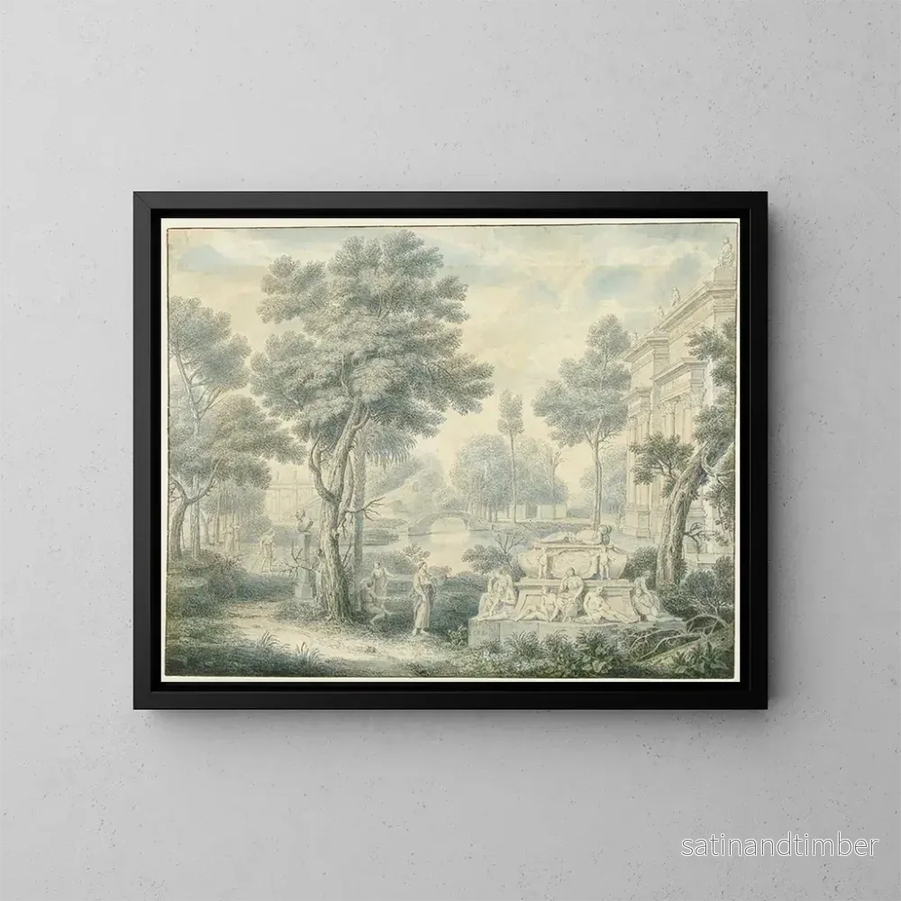 Reproduktion av målningen landskapsarkadisk med en grav - Louis Fabritius Dubourg