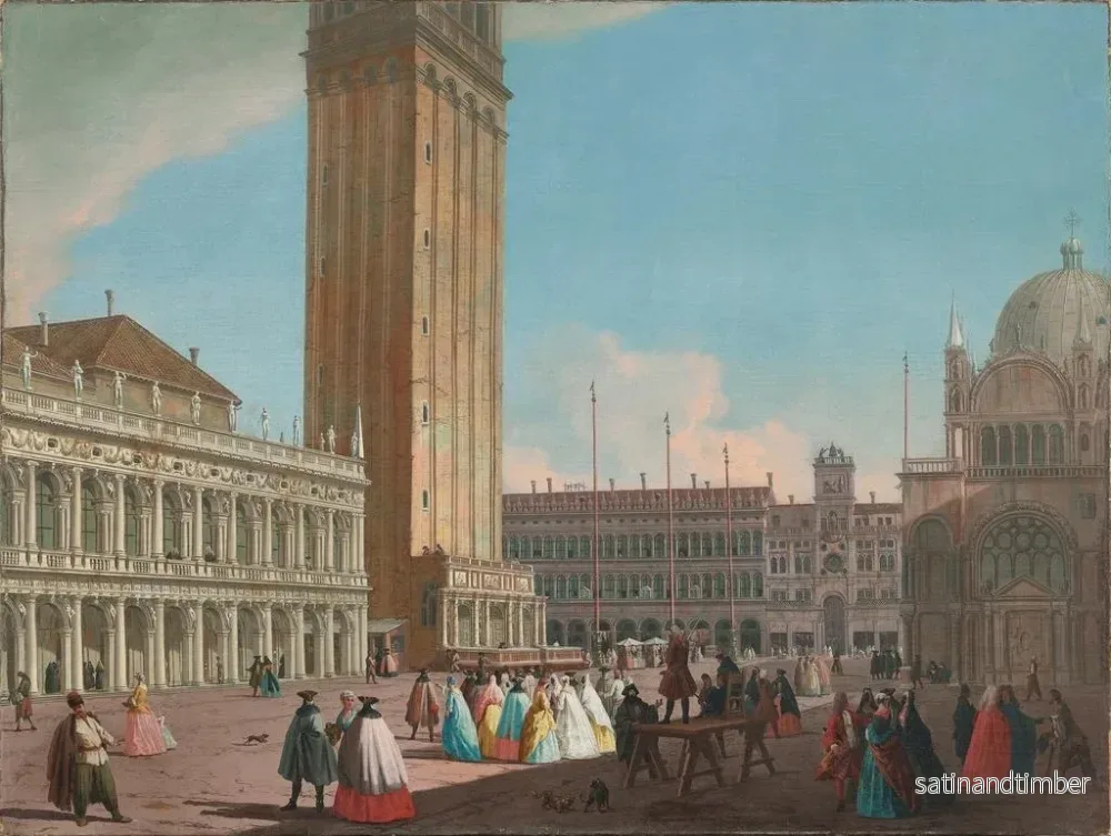 Reproduktion av målningen Venise, Piazzetta sett mot nordväst med Campanile, biblioteket, Procuratie Vecchie och Torre dell'Orologio - Johann Richter - Bild 2