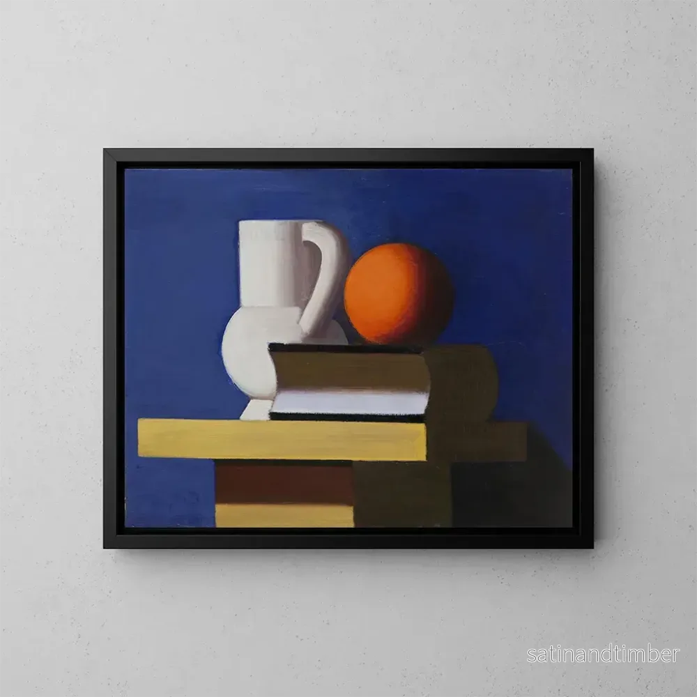 Reproduktion av målningen av stilleben med vit, orange och bok - Vilhelm Lundstrøm