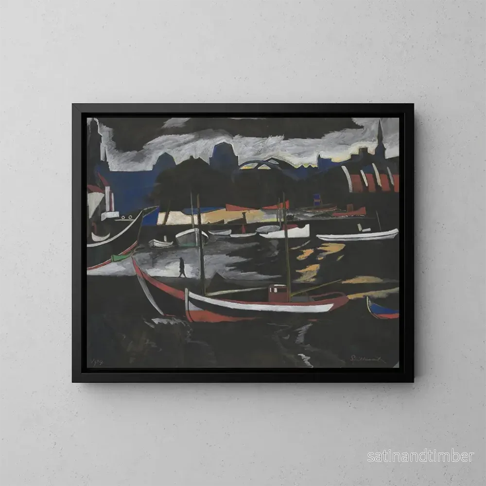 Reproduktion av målningen Les docks de commerce à Ostende – Léon Spilliaert Reproduktion av målningen Les docks de commerce à Ostende – Léon Spilliaert