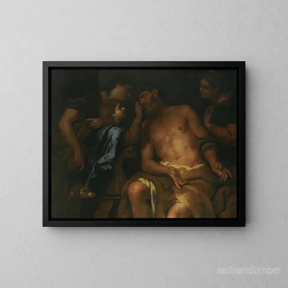 Reproduktion av målningen La guérison de la cécité de Tobit - Johann Carl Loth