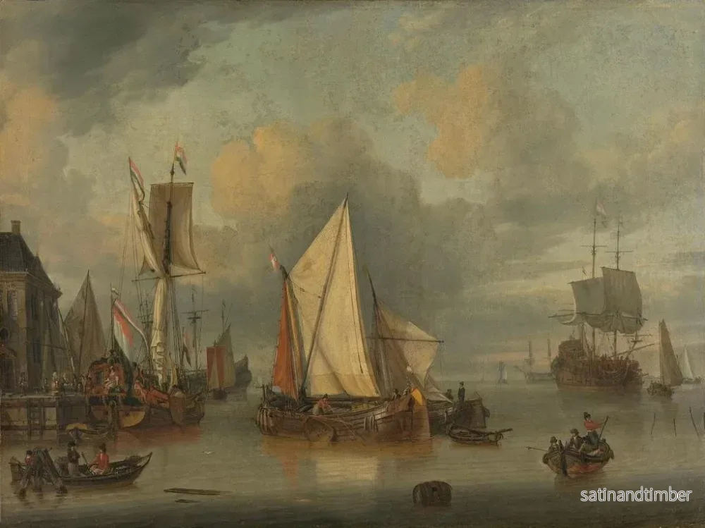 Reproduktion av målningen av lugna fartyg i hamnen i lugnt väder - Jan Claesz Rietschoof - Bild 2