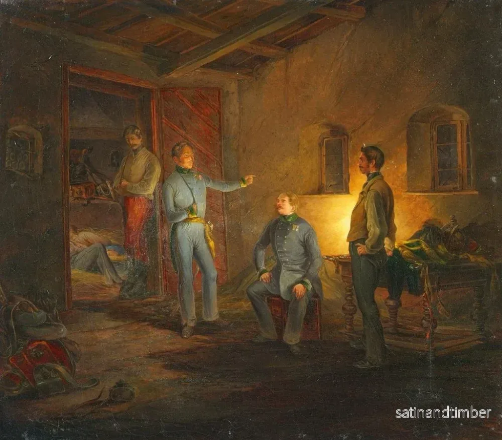 Reproduktion av målningen La dernière nuit de Kopal avec le colonel Schlechta dans une ferme italienne - Franz Brudermann - Bild 2