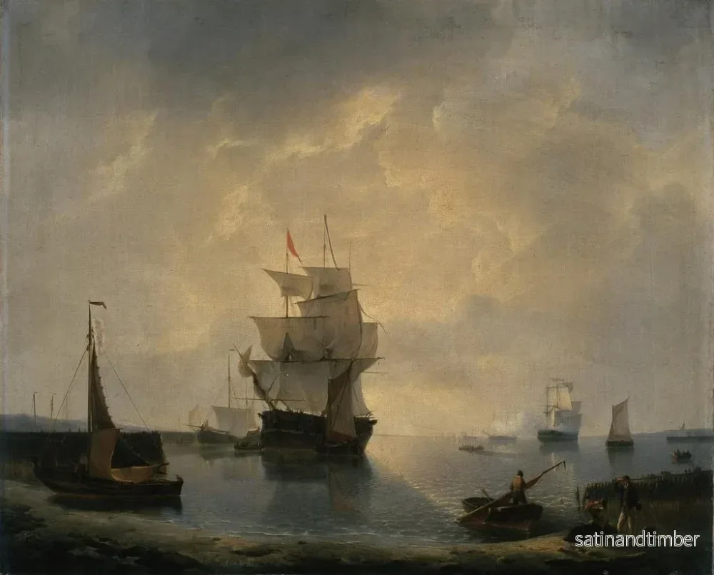 Reproduktion av målningen av segelbåtar i hamnen - Petrus Johannes Schotel - Bild 2