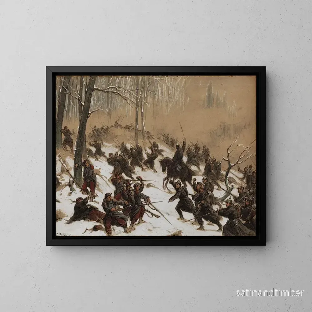 Reproduktion av målningen av vinterkrigsscen 1870-71 – Christian Sell le Jeune Reproduktion av målningen av vinterkrigsscen 1870-71 – Christian Sell le Jeune
