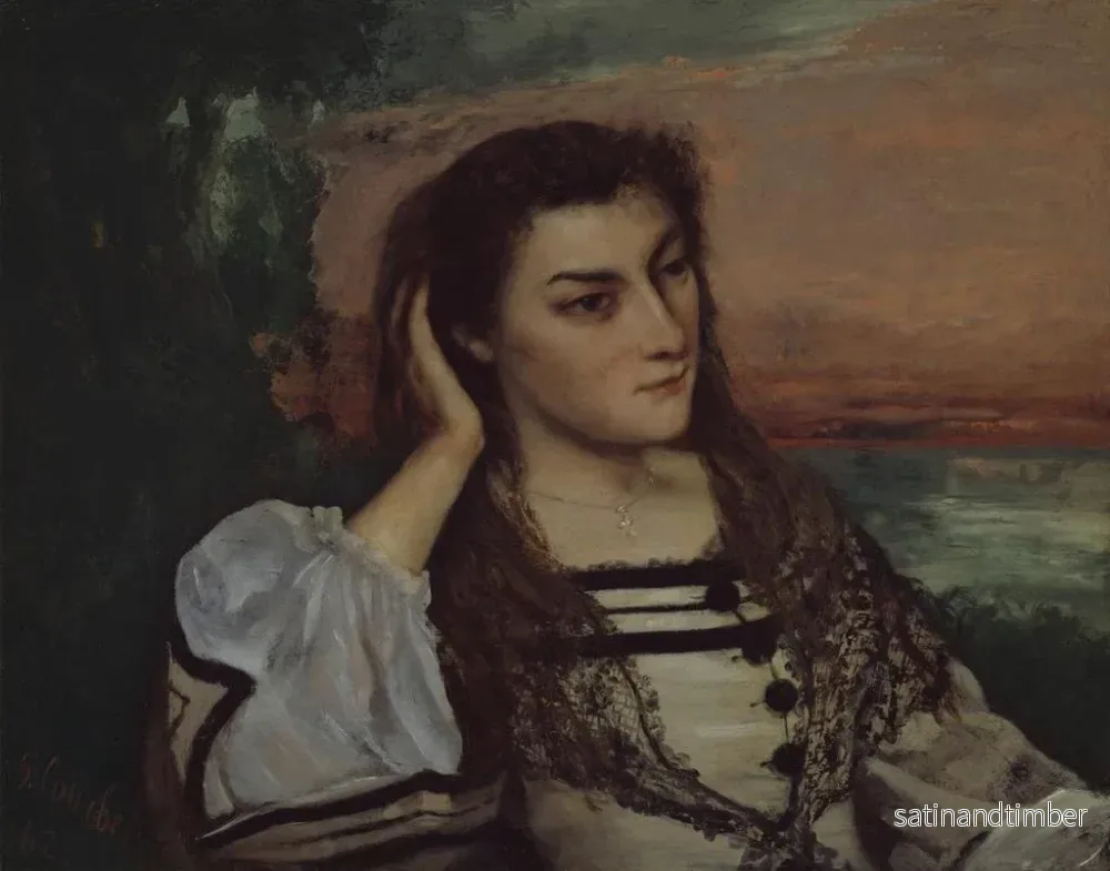 Reproduktion av målningen Rêverie, porträtt av Gabrielle Borreau - Gustave Courbet - Bild 2