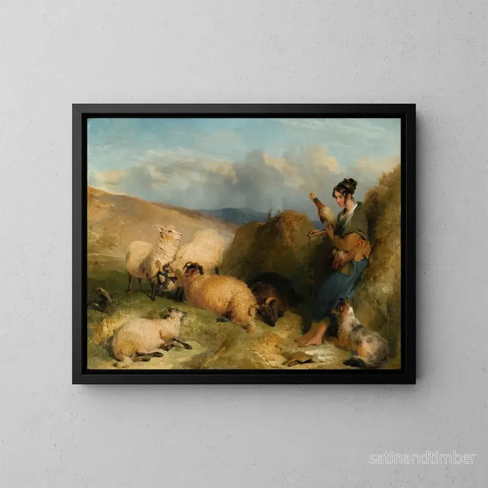 Reproduktion av målningen Lassie som vaktar får - Sir Edwin Henry Landseer