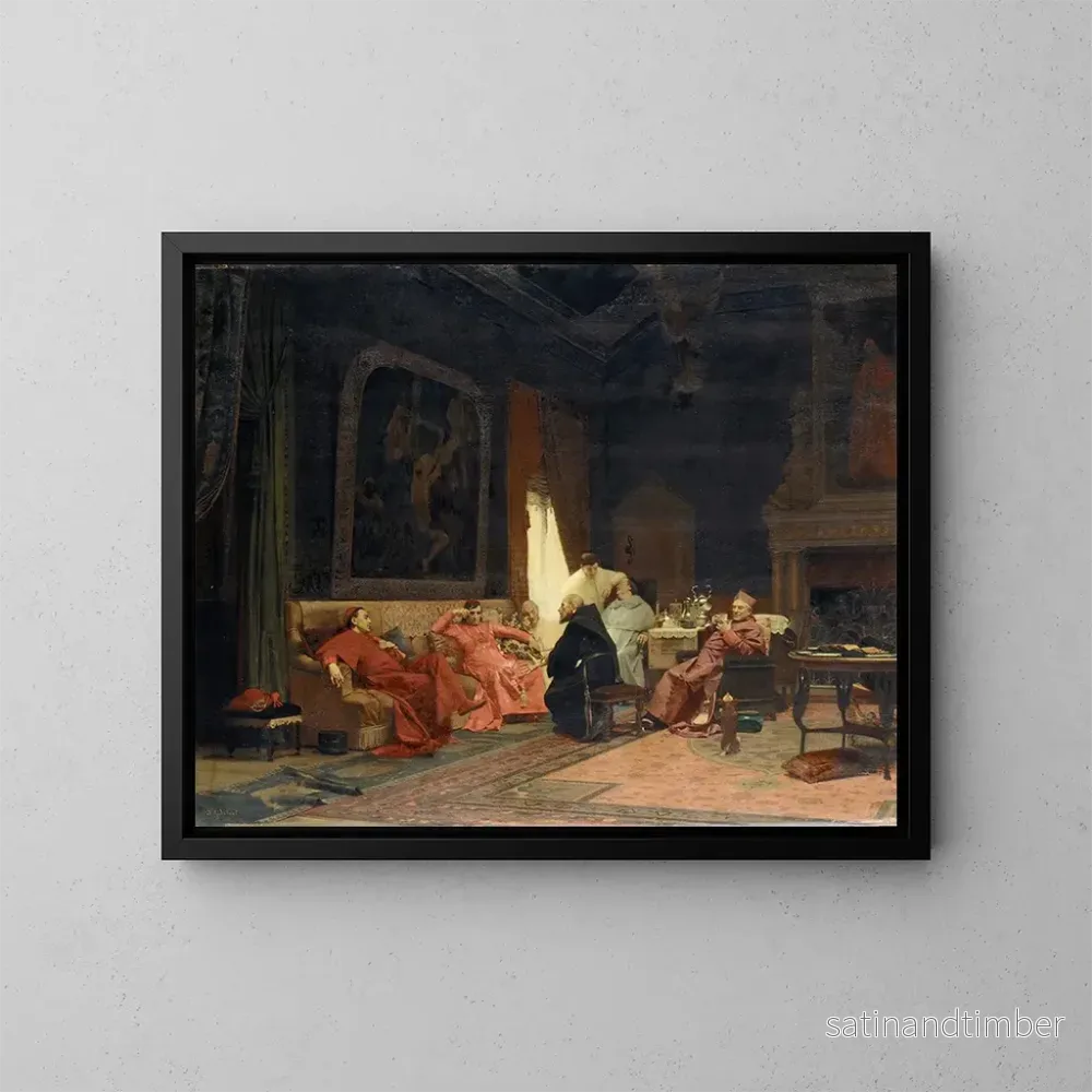 Reproduktion av målningen Les aventures du missionnaire - Jehan Georges Vibert