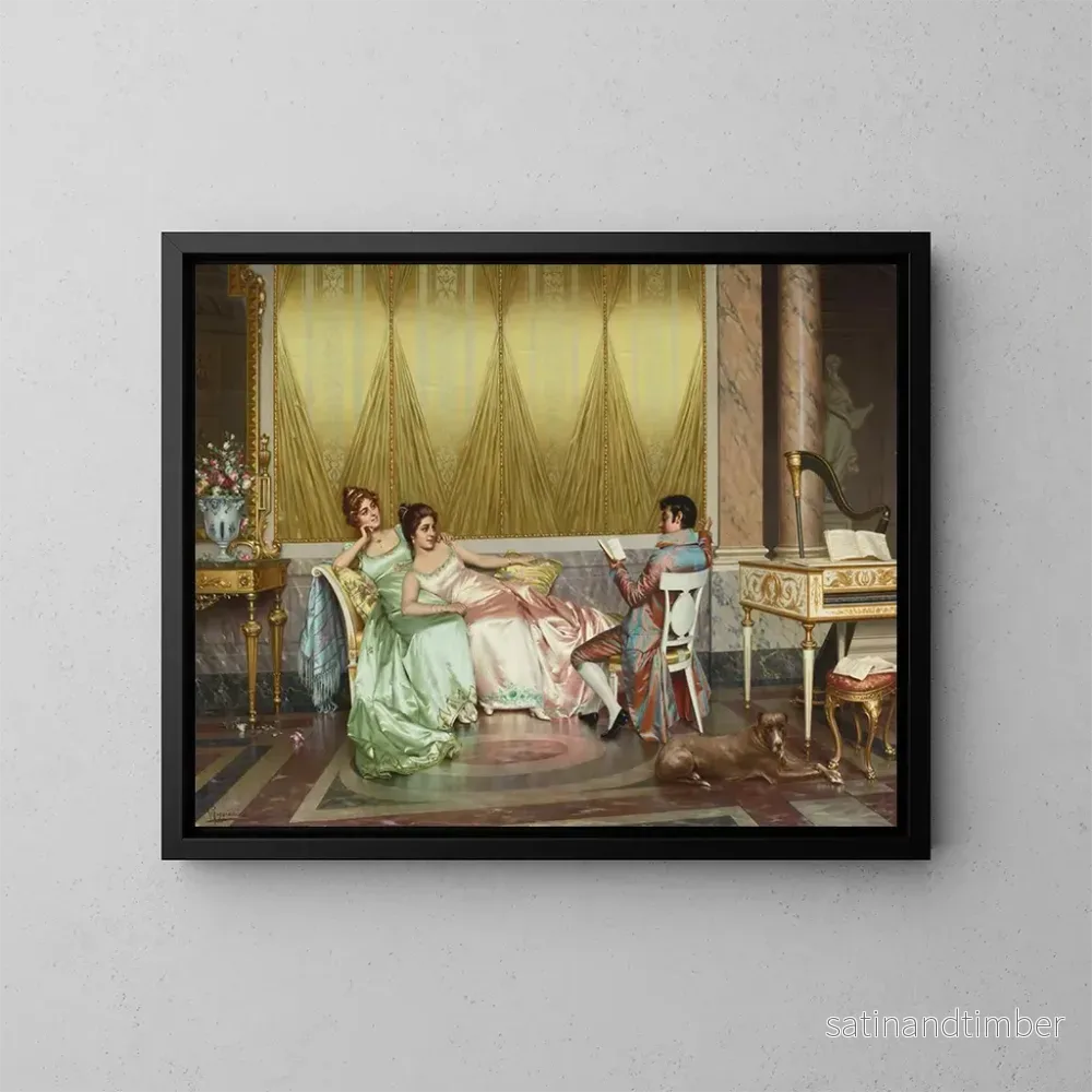 Reproduktion av målningen La lecture de poésie - Vittorio Reggianini