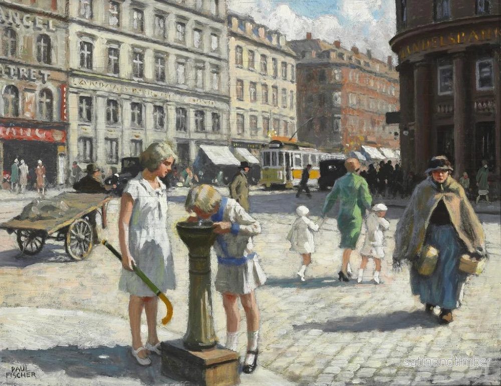 Reproduktion av målningen vid triangeln i Köpenhamn en varm sommardag - Paul Fischer - Bild 2
