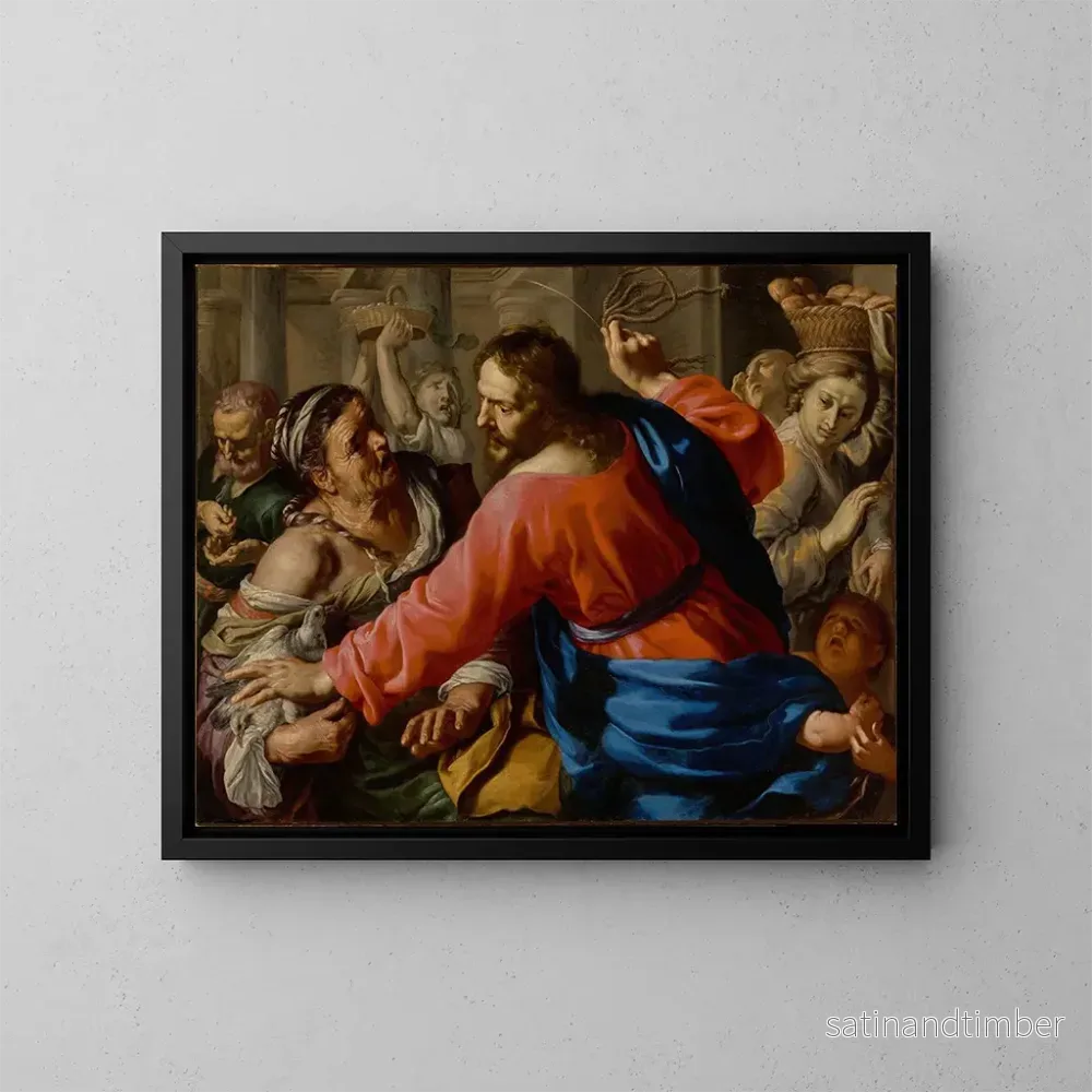 Reproduktion av målningen Le Christ chassant les marchands du Temple - Bernardino Mei