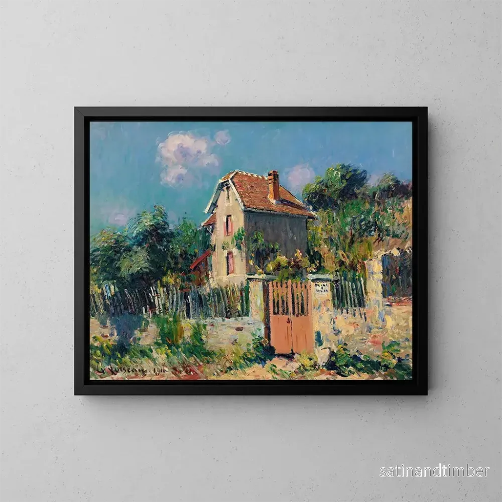 Reproduktion av målningen Maison La Grille Rose, omgivningar av Pontoise - Gustave Loiseau