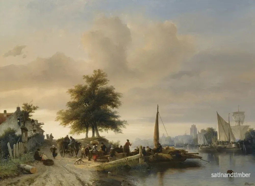 Reproduktion av målningen Le bac sur la Meuse près de Dordrecht - Salomon Leonardus Verveer - Bild 2