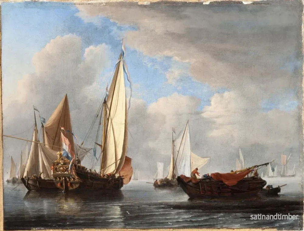 Reproduktion av målningen En yacht och andra fartyg i lugn - Willem van de Velde den Yngre - Bild 2
