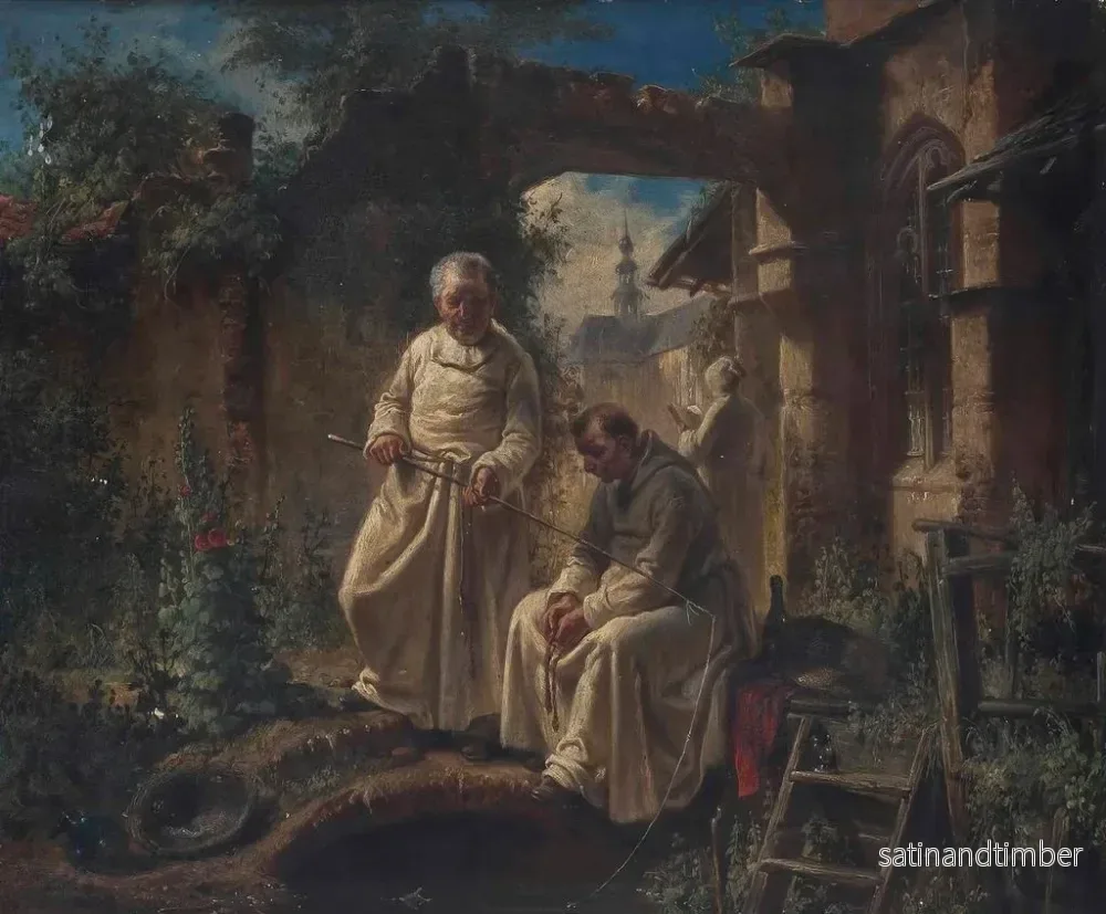 Reproduktion av målningen Fiske i ett kloster - Louis von Hagn - Bild 2