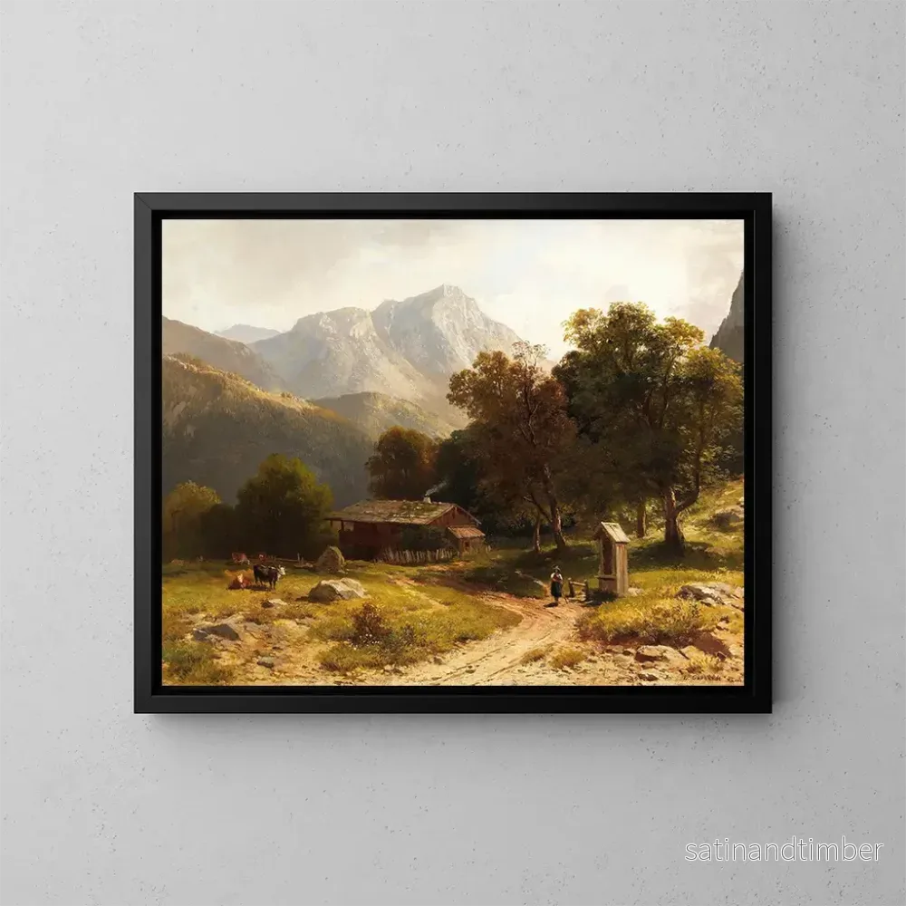 Reproduktion av målningen Idylle alpine estivale - Ludwig Gebhardt