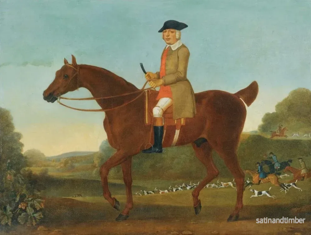 Reproduktion av målningen Porträtt av en traditionell gentleman som identifierats som Fulwar, 4:e earl av Craven, på sin jakt häst - James Seymour - Bild 2