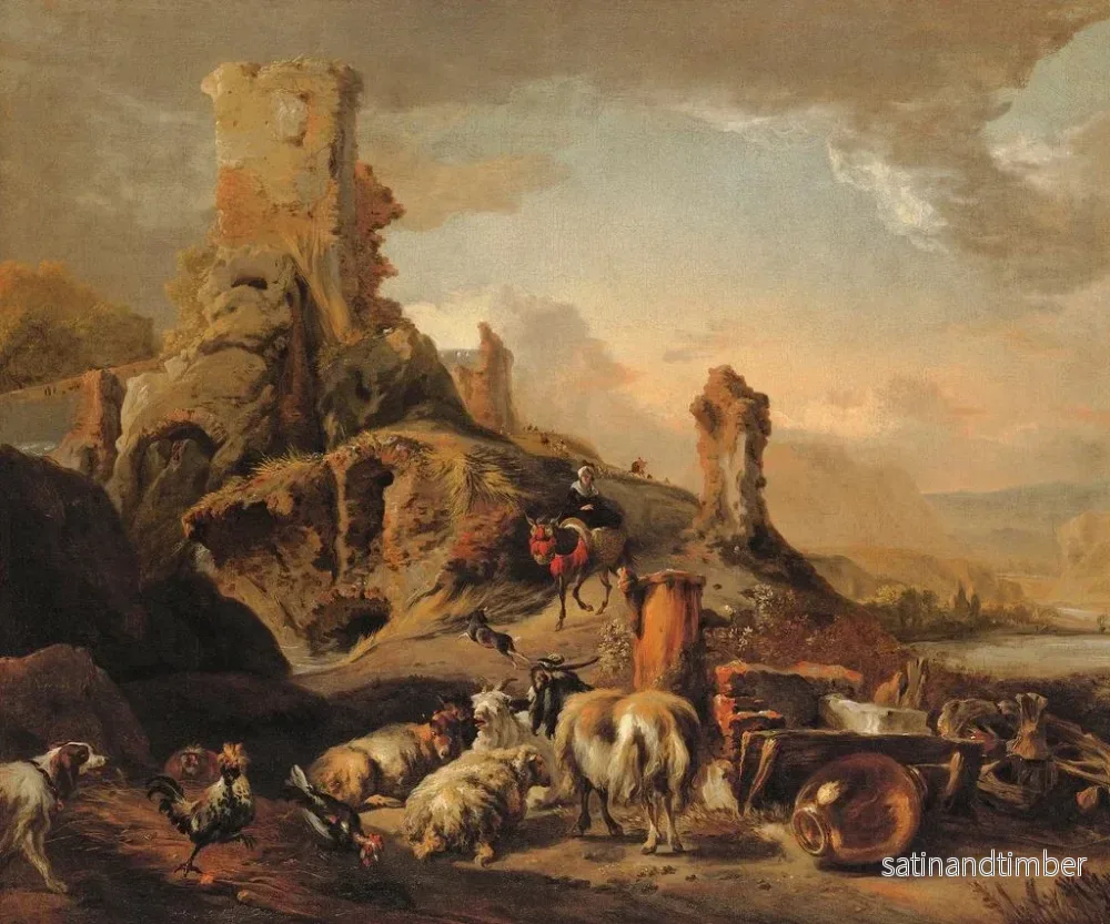 Reproduktion av målningen Bergère et son troupeau sur un chemin - Jan Baptist Weenix - Bild 2