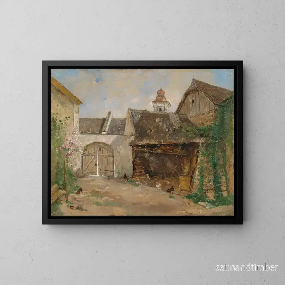 Reproduktion av målningen av innergård i Wachau - Paul Unbereit